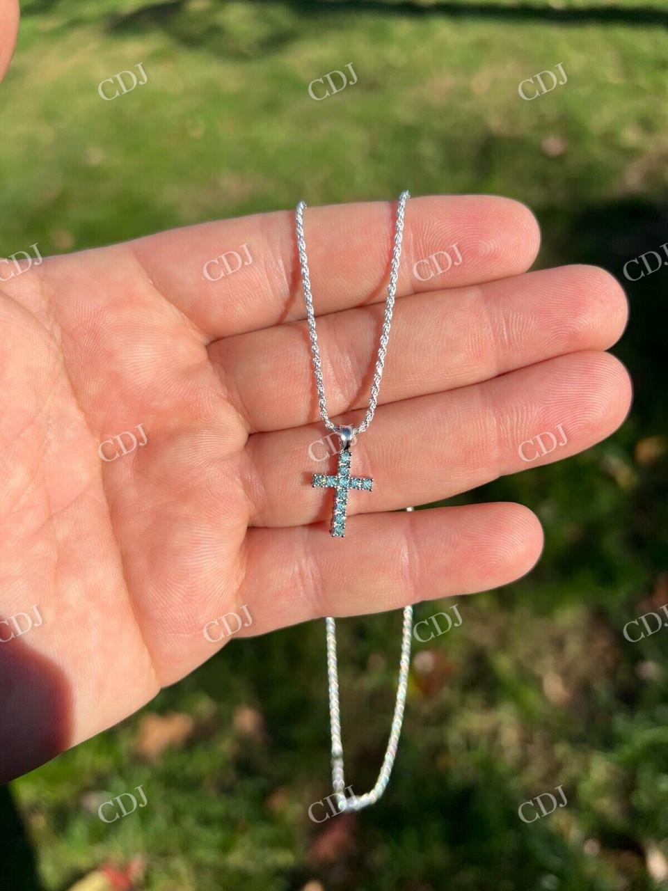 925 Silver Iced Cross Hip Hop Pendant  customdiamjewel   