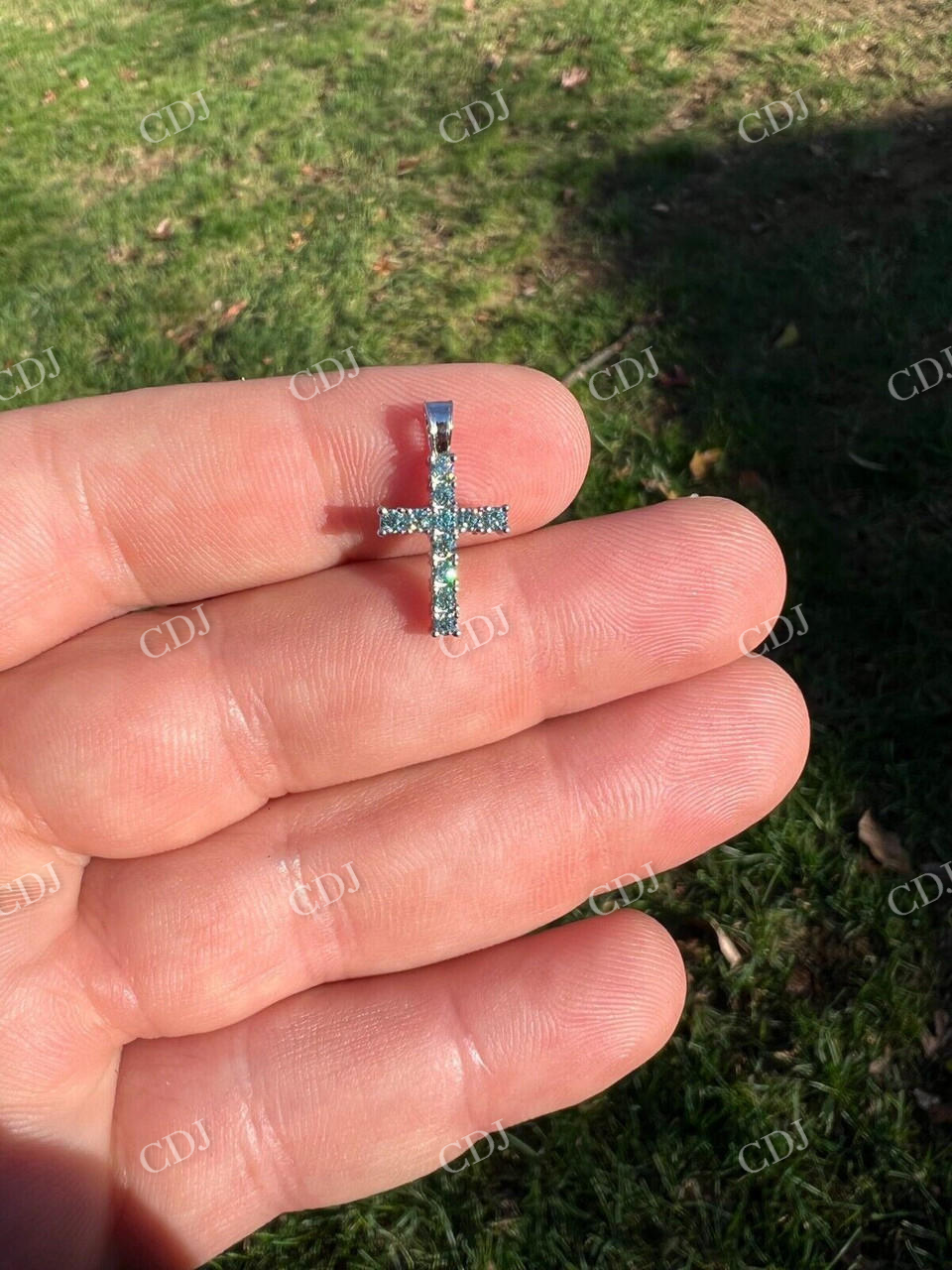 925 Silver Iced Cross Hip Hop Pendant  customdiamjewel   