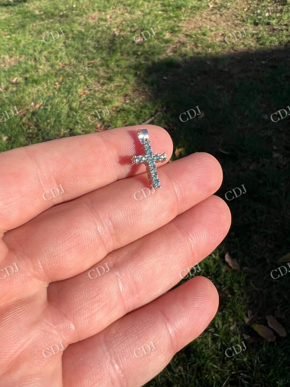925 Silver Iced Cross Hip Hop Pendant  customdiamjewel   