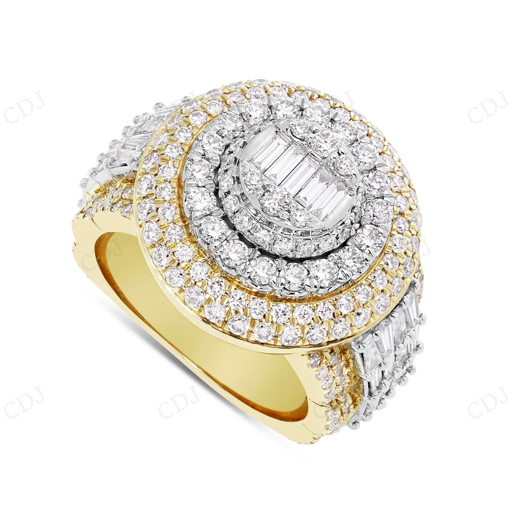 10Kt Gold Two Tone Studded With Lab Grown Diamond Ring Engagement Ring CustomDiamJewel