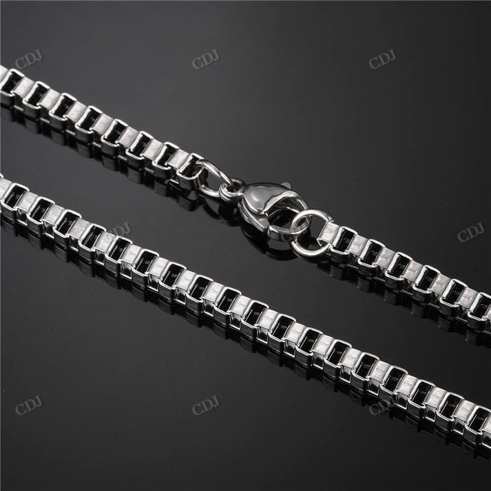 3MM 14K White Gold Box Chain hip hop jewelry CustomDiamJewel
