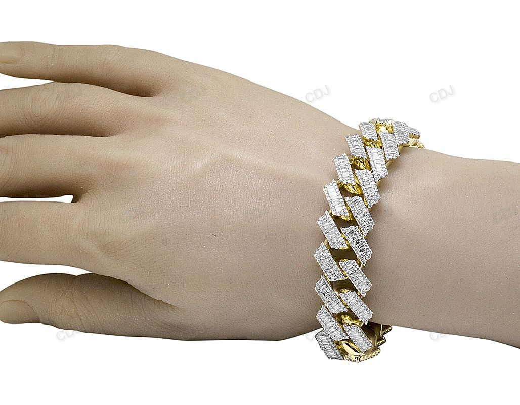 Hip Hop Style Silver Moissanite Cluster Link Bracelets