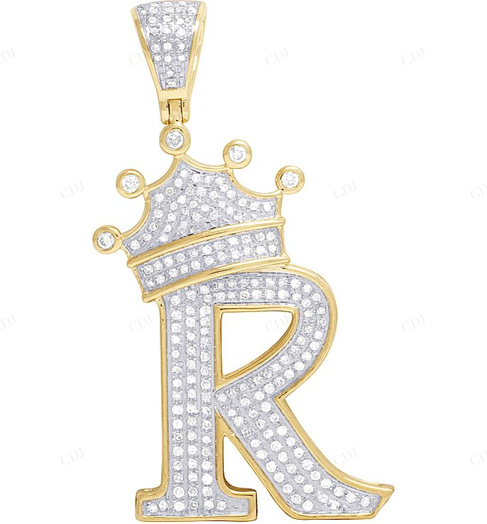 10K Yellow Gold Diamond Custom Initial "R" Pendant CustomDiamJewel
