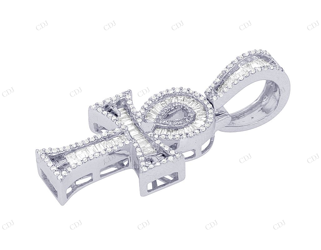 1.4 Inch 10K Gold Ankh Baguette Lab Grown Diamond Cross Pendant Hip Hop Pendent CustomDiamJewel