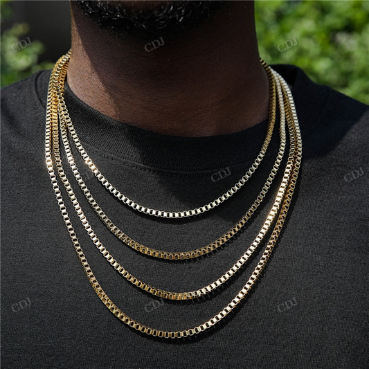 3MM 14K White Gold Box Chain hip hop jewelry CustomDiamJewel
