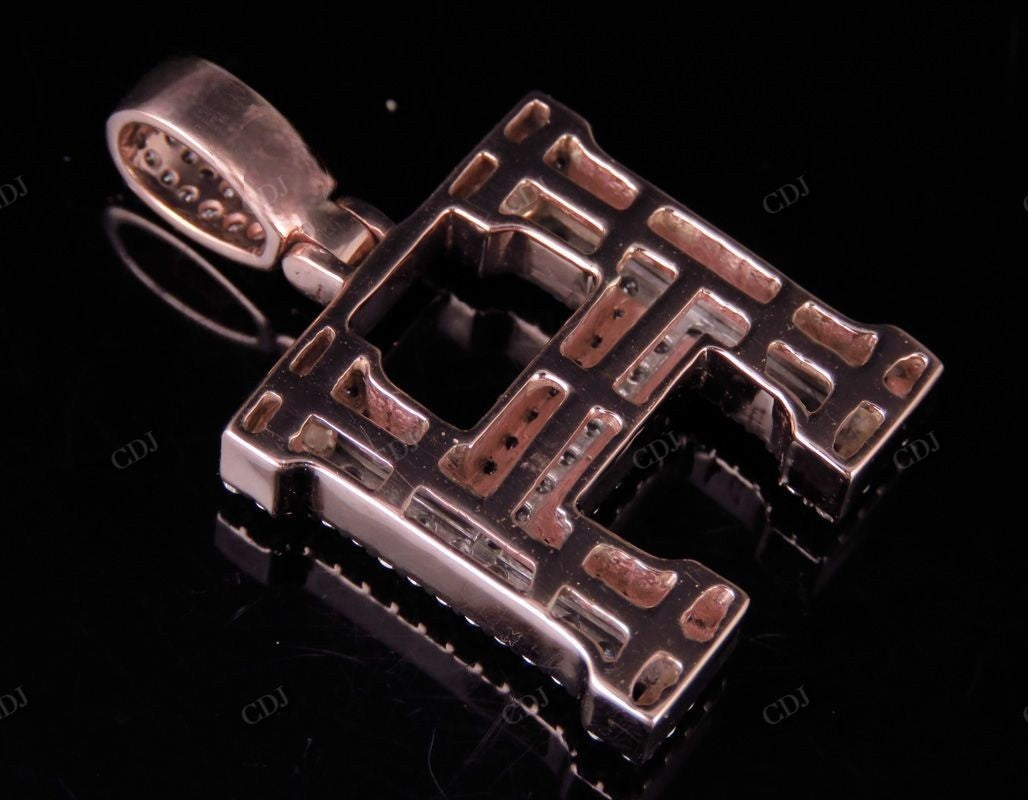 1.5" 1.6 CTW 14K Two Tone Gold Initial Diamond 'H' Letter Pendant CustomDiamJewel