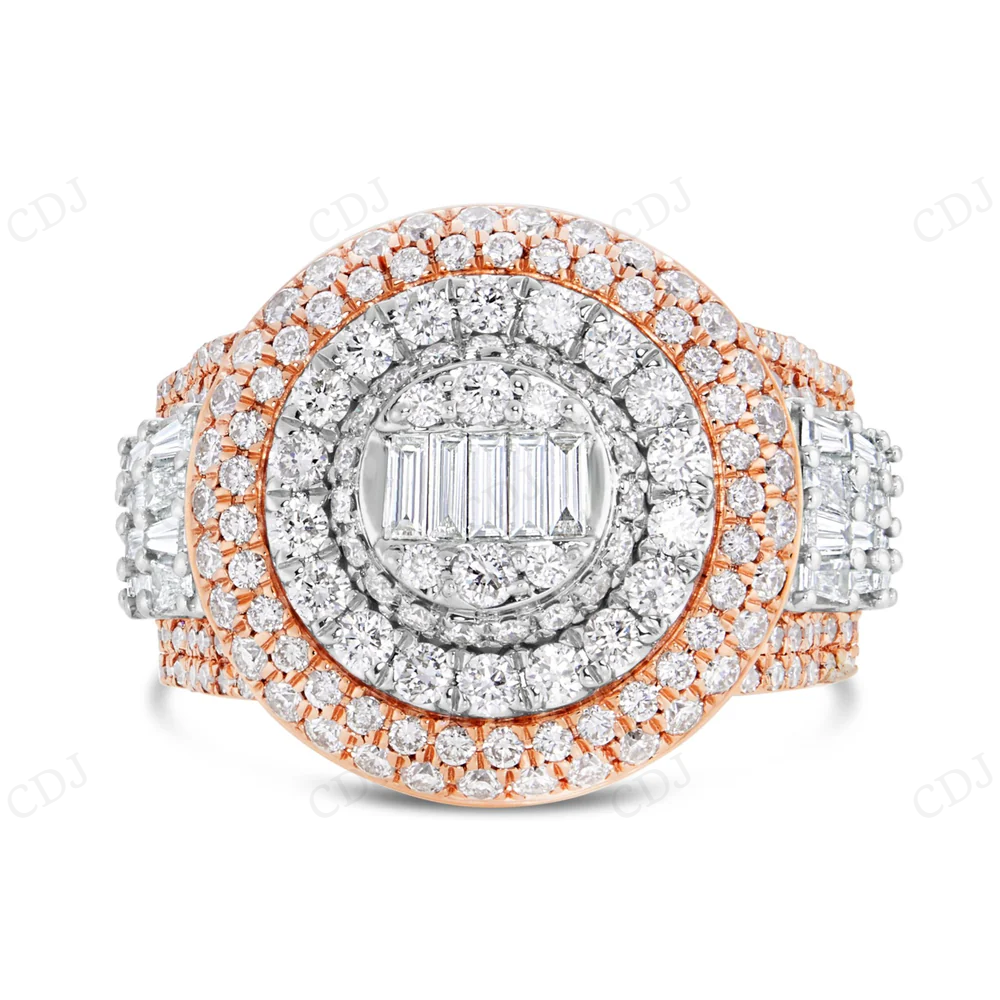 10Kt Gold Two Tone Studded With Lab Grown Diamond Ring Engagement Ring CustomDiamJewel