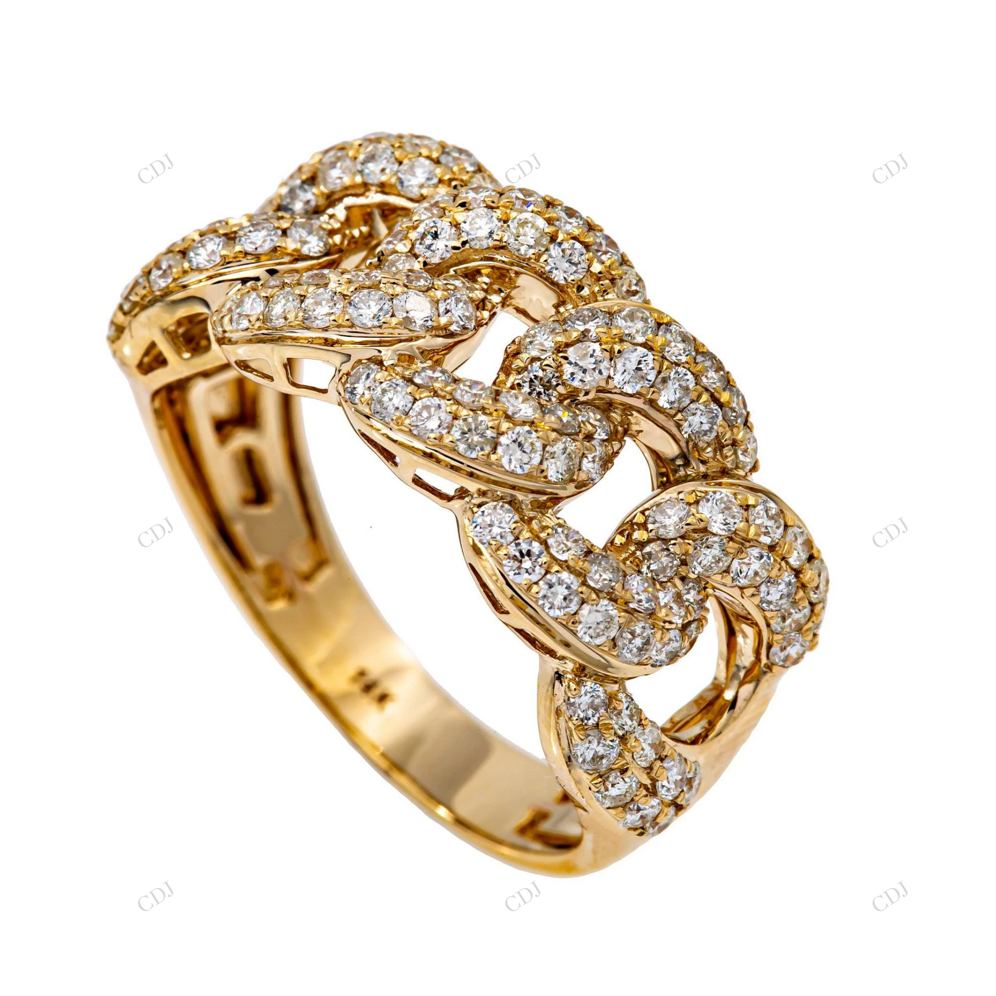 S925 Sterling Silver Moissanite Cuban Link Ring hip hop jewelry customdiamjewel