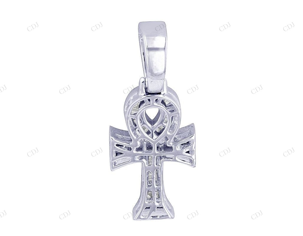 1.4 Inch 10K Gold Ankh Baguette Lab Grown Diamond Cross Pendant Hip Hop Pendent CustomDiamJewel
