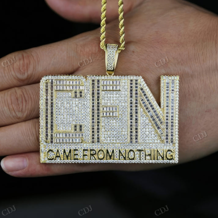 Gold Plated Baguette Diamond Moissanite CFN Pendant hip hop jewelry CustomDiamJewel