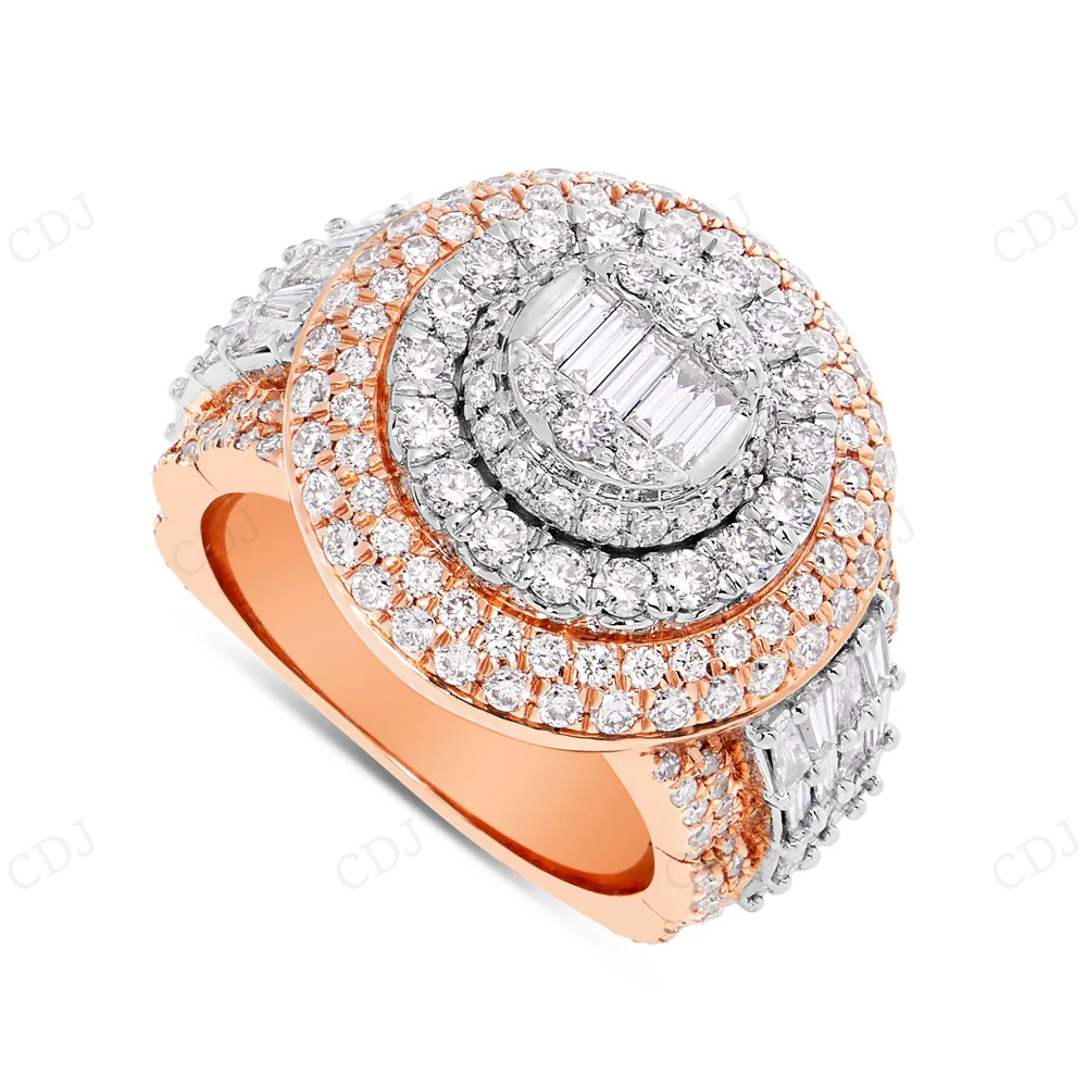 10Kt Gold Two Tone Studded With Lab Grown Diamond Ring Engagement Ring CustomDiamJewel