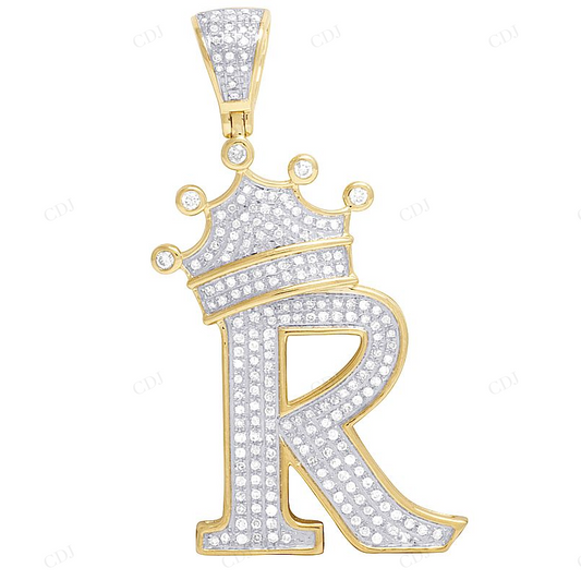 10K Yellow Gold Diamond Custom Initial "R" Pendant CustomDiamJewel