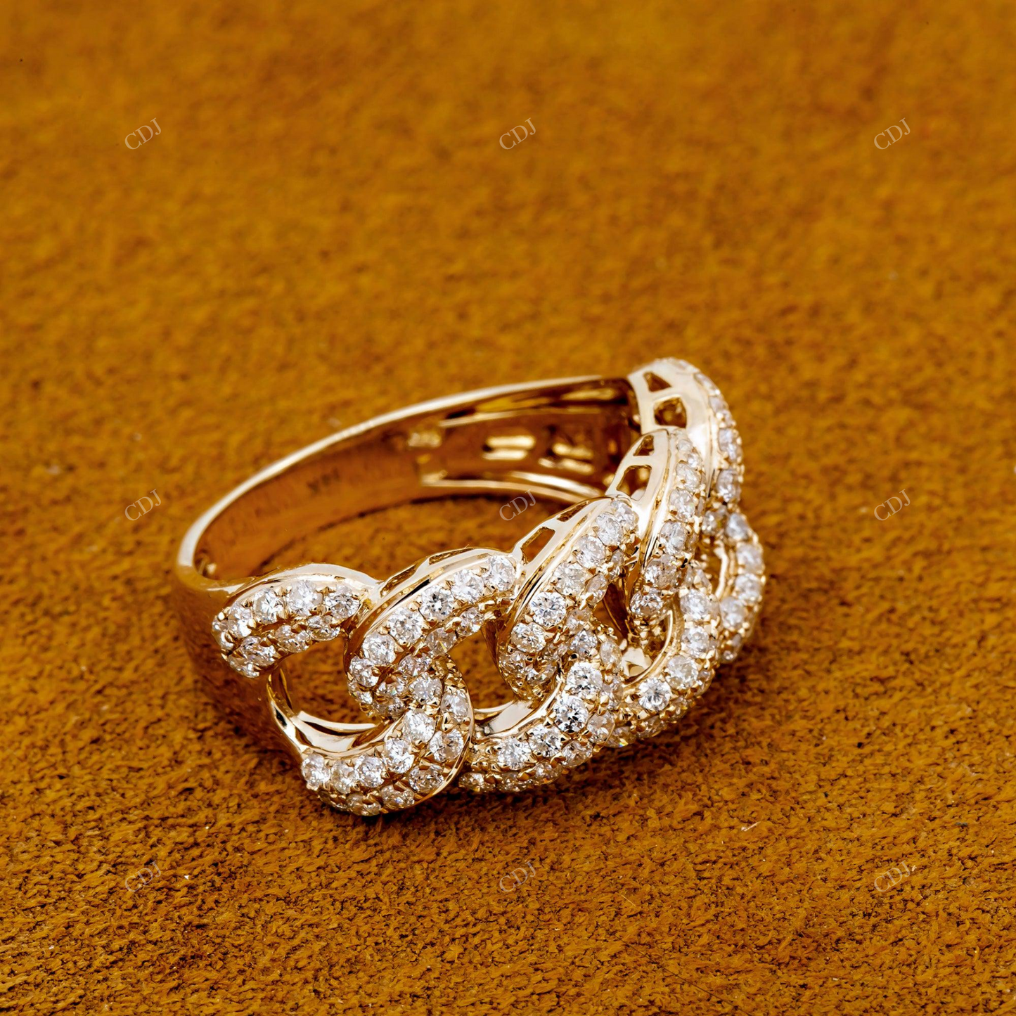S925 Sterling Silver Moissanite Cuban Link Ring hip hop jewelry customdiamjewel