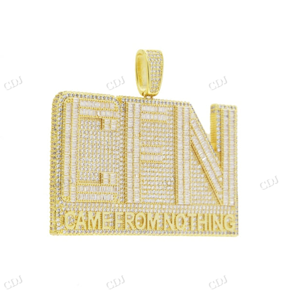 Gold Plated Baguette Diamond Moissanite CFN Pendant hip hop jewelry CustomDiamJewel