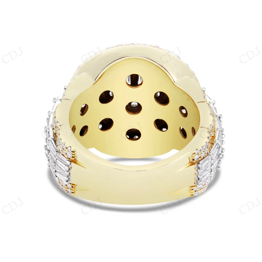10Kt Gold Two Tone Studded With Lab Grown Diamond Ring Engagement Ring CustomDiamJewel