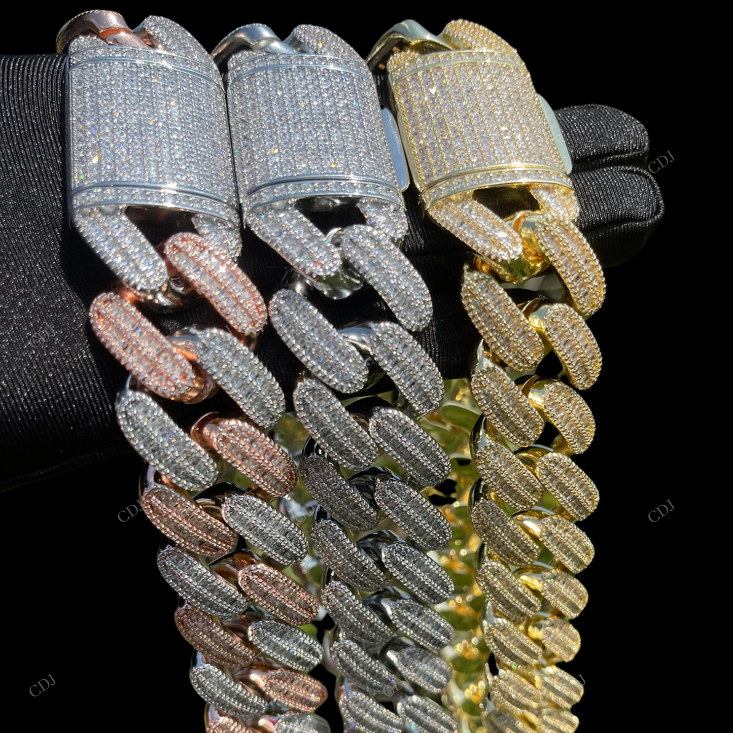 925 Silver Baguette Moissanite Cuban Link Chain customdiamjewel