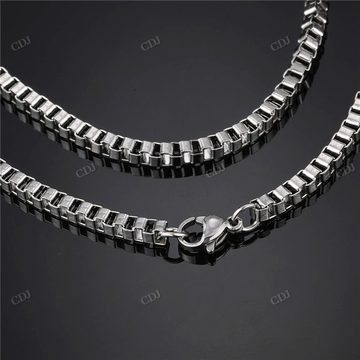 3MM 14K White Gold Box Chain hip hop jewelry CustomDiamJewel