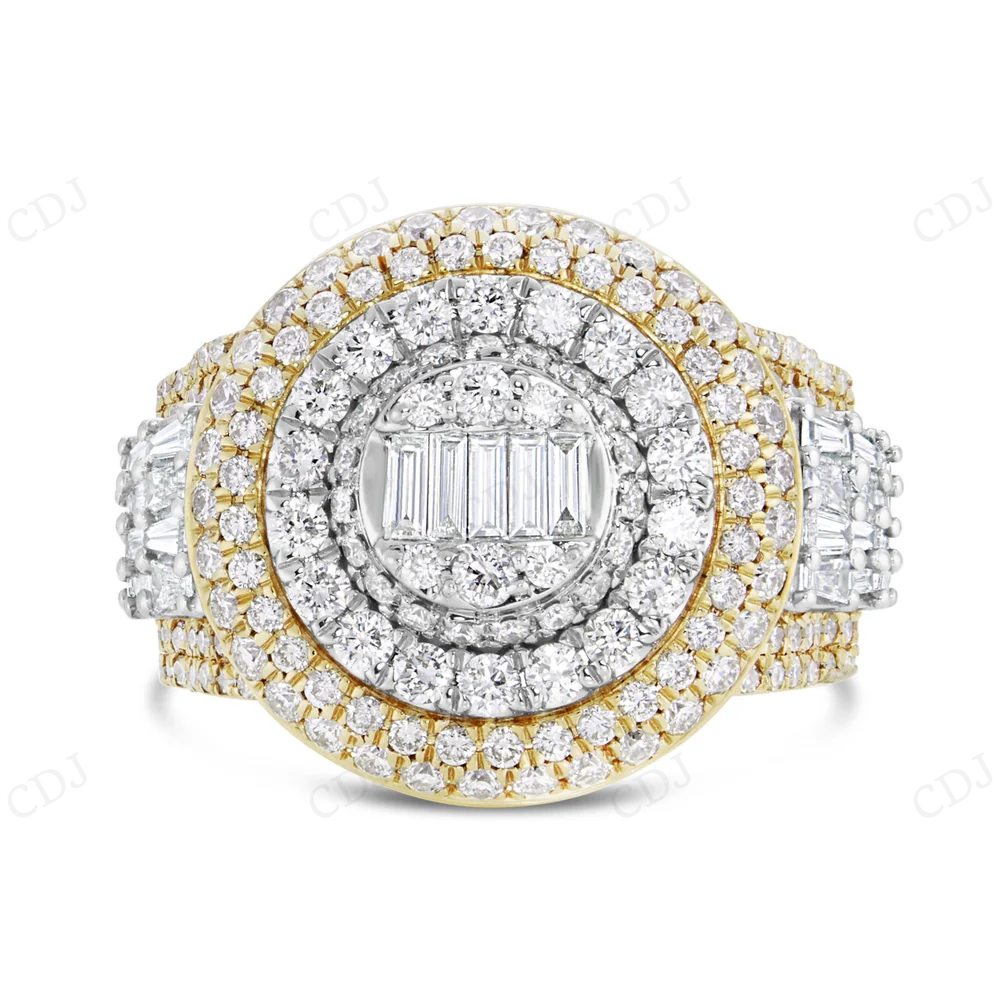 10Kt Gold Two Tone Studded With Lab Grown Diamond Ring Engagement Ring CustomDiamJewel