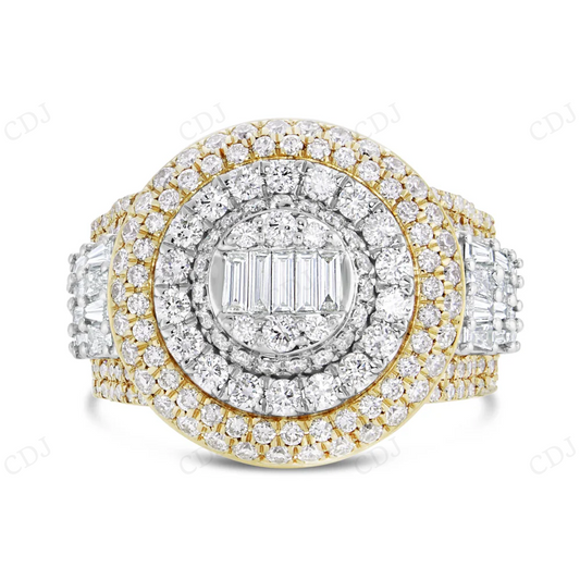 10Kt Gold Two Tone Studded With Lab Grown Diamond Ring Engagement Ring CustomDiamJewel