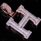 1.5" 1.6 CTW 14K Two Tone Gold Initial Diamond 'H' Letter Pendant CustomDiamJewel