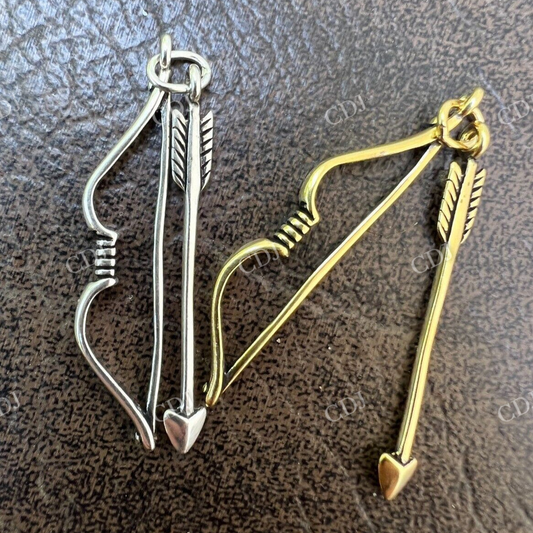 Bow and Arrow 14k Gold Iced Out Pendant  customdiamjewel   