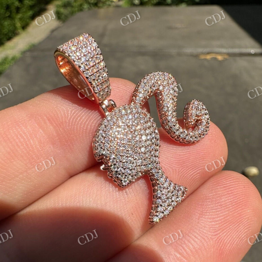 14k Gold Barbie Doll Iced Pendant  customdiamjewel   