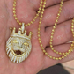 Crown Lion Round Diamond Iced Pendant  customdiamjewel   