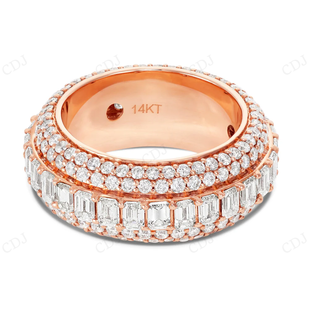 14Kt Emerald Moissanite Gold Full Eternity Band Ring Engagement Ring CustomDiamJewel
