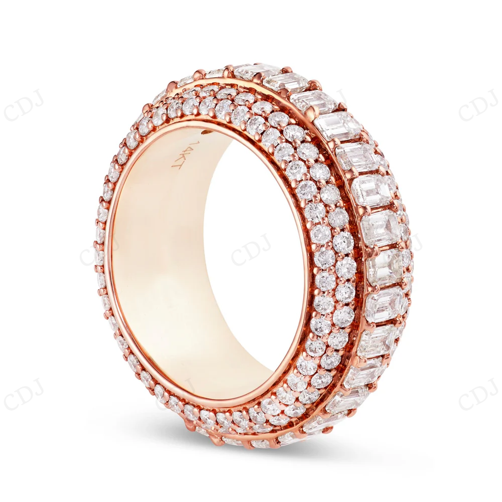 14Kt Emerald Moissanite Gold Full Eternity Band Ring Engagement Ring CustomDiamJewel