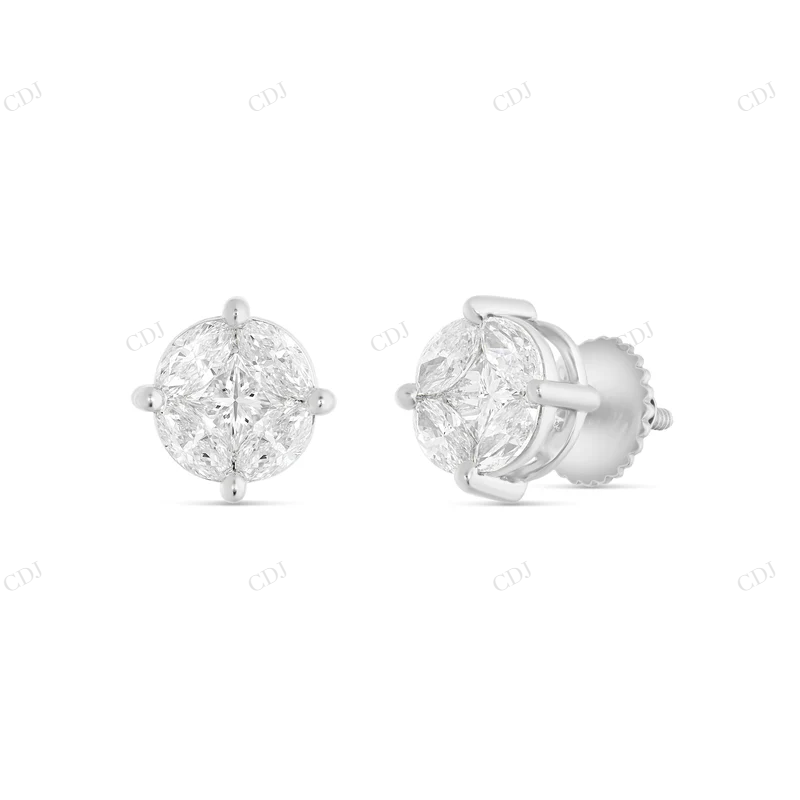 Large Mixed Shape Marquise and Round Diamond Studs Stud earrings CustomDiamJewel