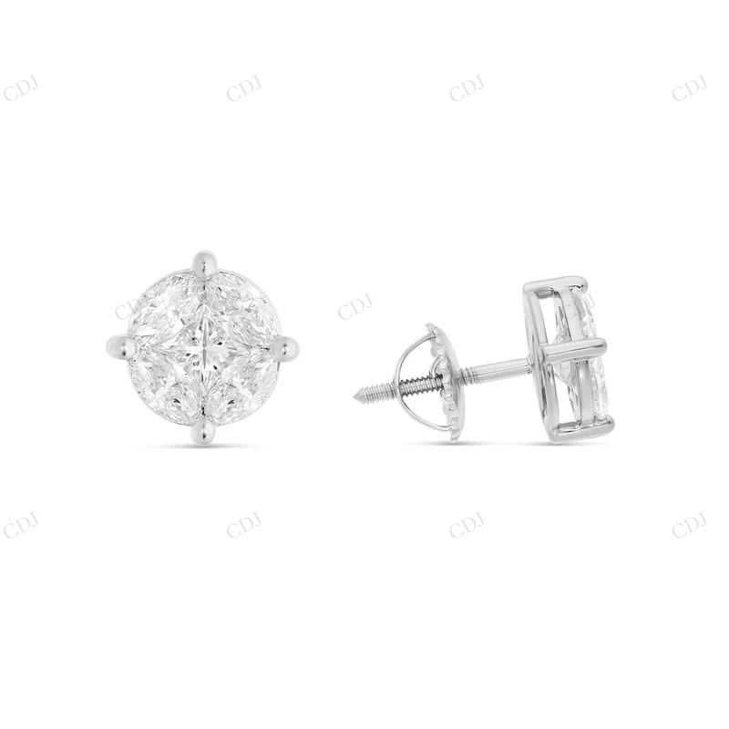 Large Mixed Shape Marquise and Round Diamond Studs Stud earrings CustomDiamJewel