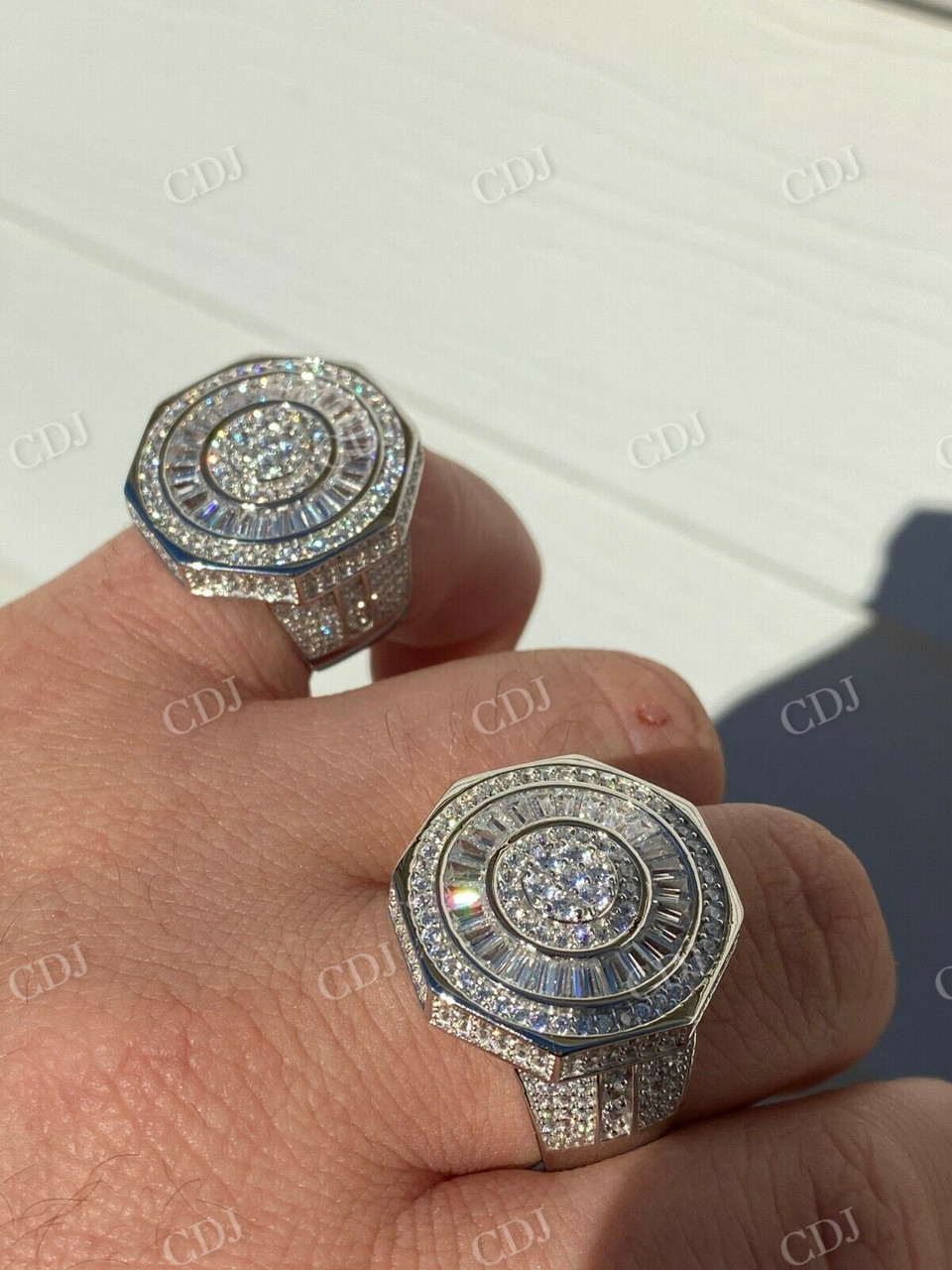 Men's Baguette Diamond Hip Hop Ring  customdiamjewel   