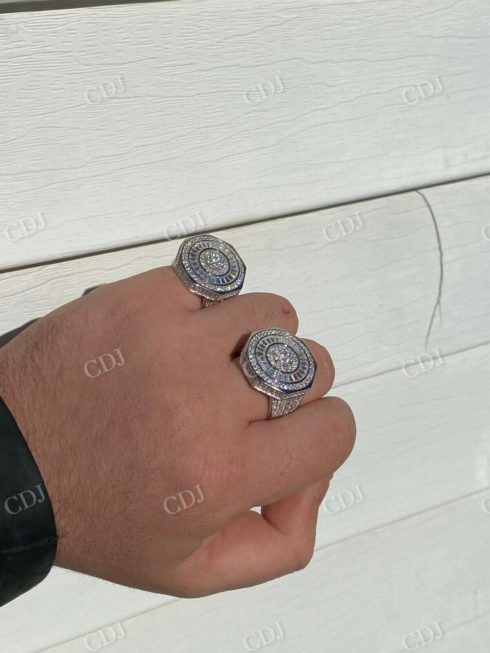 Men's Baguette Diamond Hip Hop Ring  customdiamjewel   