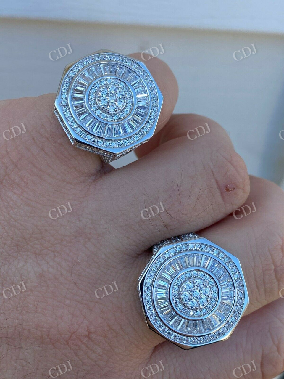 Men's Baguette Diamond Hip Hop Ring  customdiamjewel   