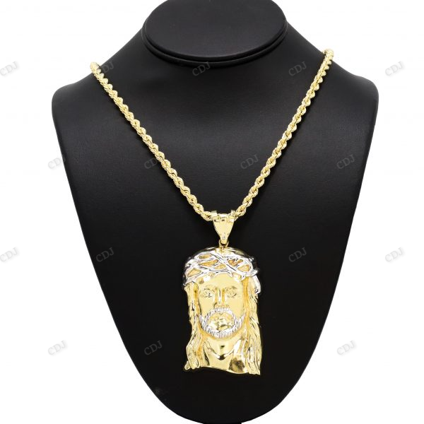 Large Two Tone Gold Plated Jesus Pendant hip hop jewelry CustomDiamJewel