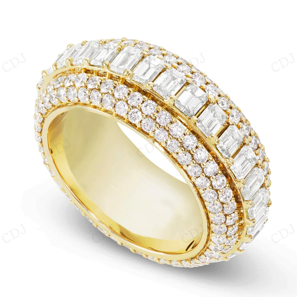 14Kt Emerald Moissanite Gold Full Eternity Band Ring Engagement Ring CustomDiamJewel