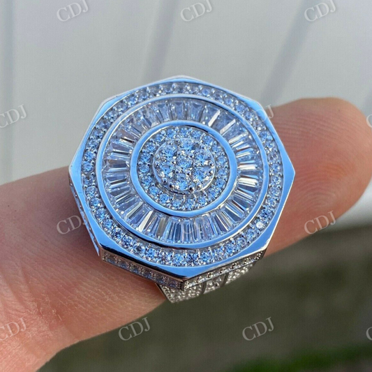 Men's Baguette Diamond Hip Hop Ring  customdiamjewel   
