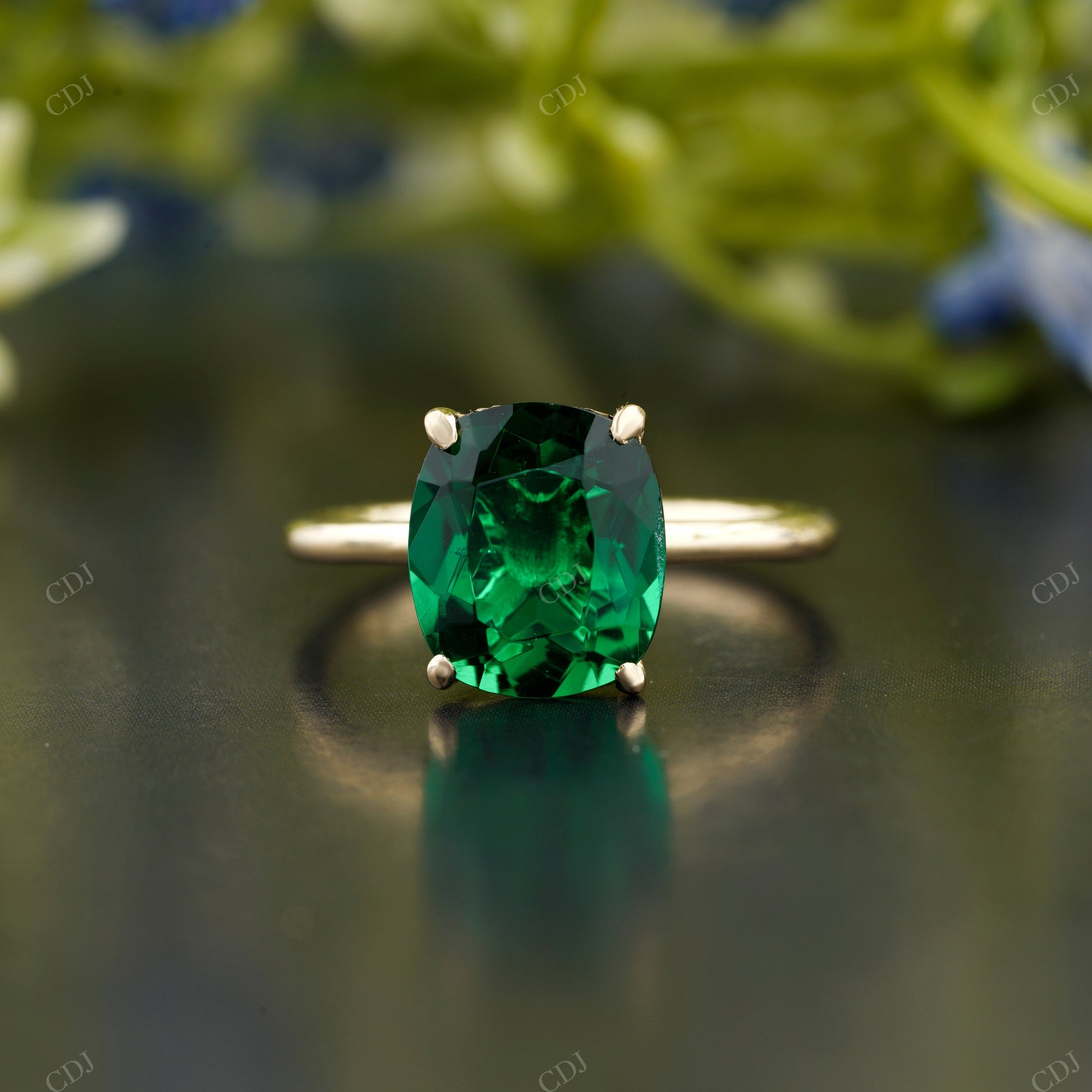 Green Emerald Cushion Cut Ring customdiamjewel