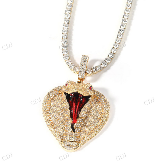 Hip Hop Iced Out Snake Face Enamel Printed Moissanite Pendant hip hop jewelry CustomDiamJewel