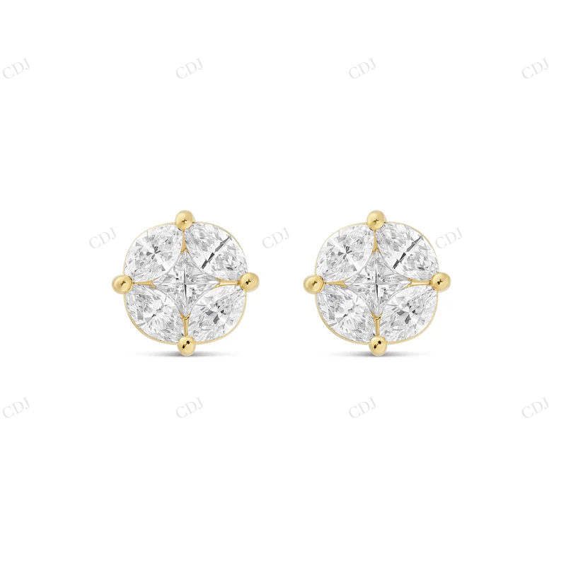 Large Mixed Shape Marquise and Round Diamond Studs Stud earrings CustomDiamJewel