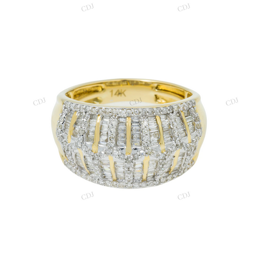 Silver Moissanite Baguette Diamond Dome Ring Hip Hop Ring customdiamjewel