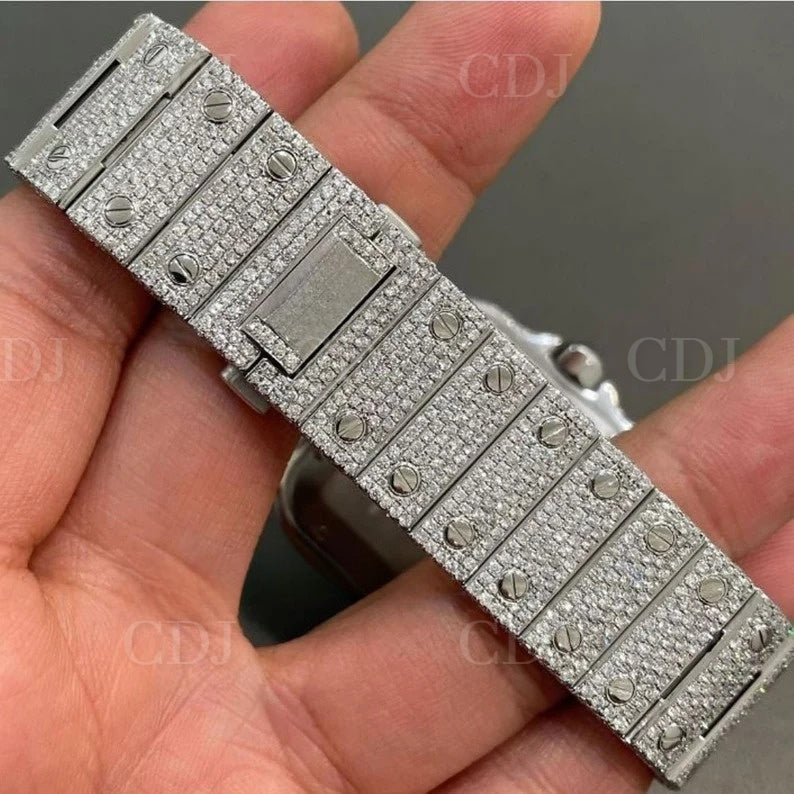 New Unisex Custom Luxury Fully Iced Out VVS Colorless Moissanite Diamond Automatic Watch Stainless Steel Hip hop Watches Men OEM