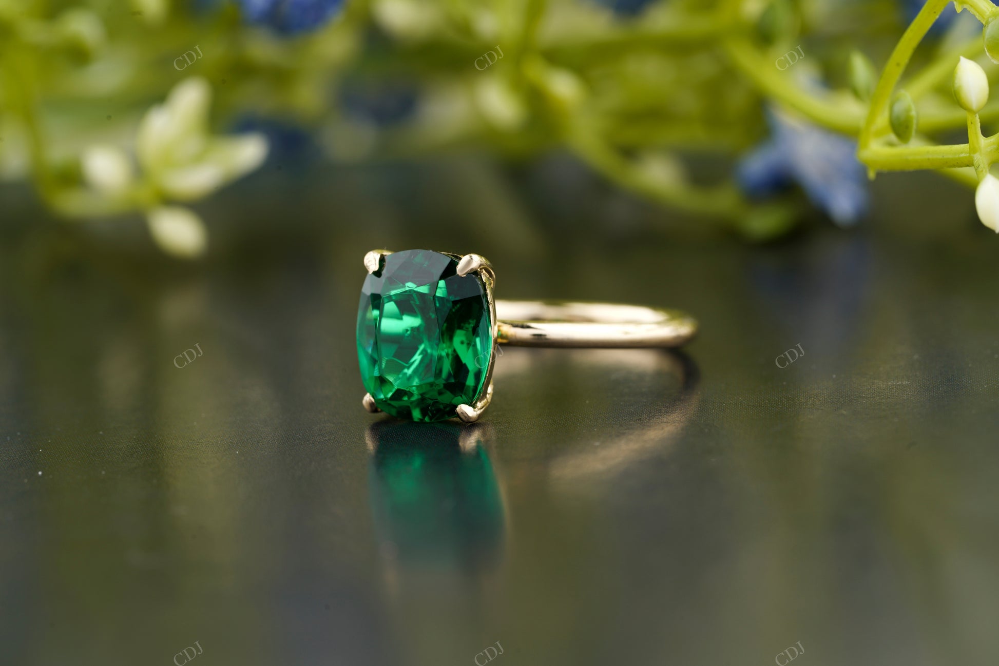 Green Emerald Cushion Cut Ring customdiamjewel