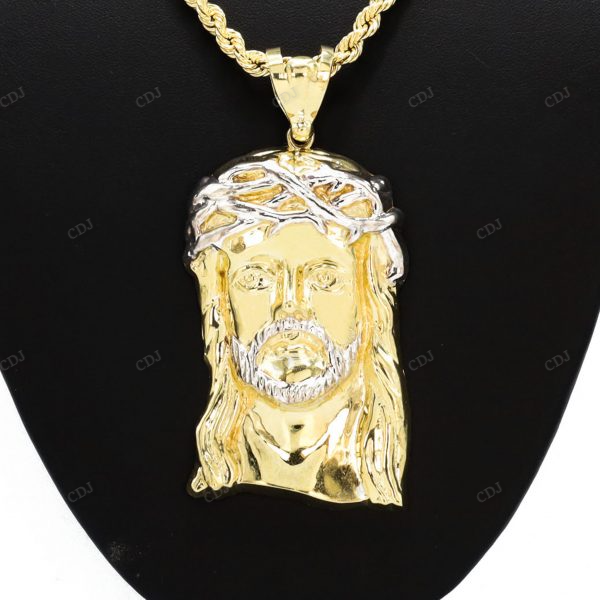 Large Two Tone Gold Plated Jesus Pendant hip hop jewelry CustomDiamJewel