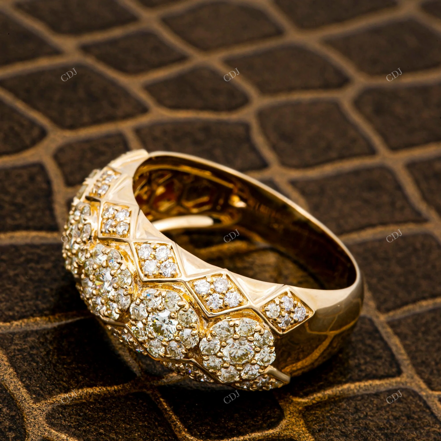 14K Gold Finish Iced Out Cluster Moissanite Ring hip hop jewelry customdiamjewel