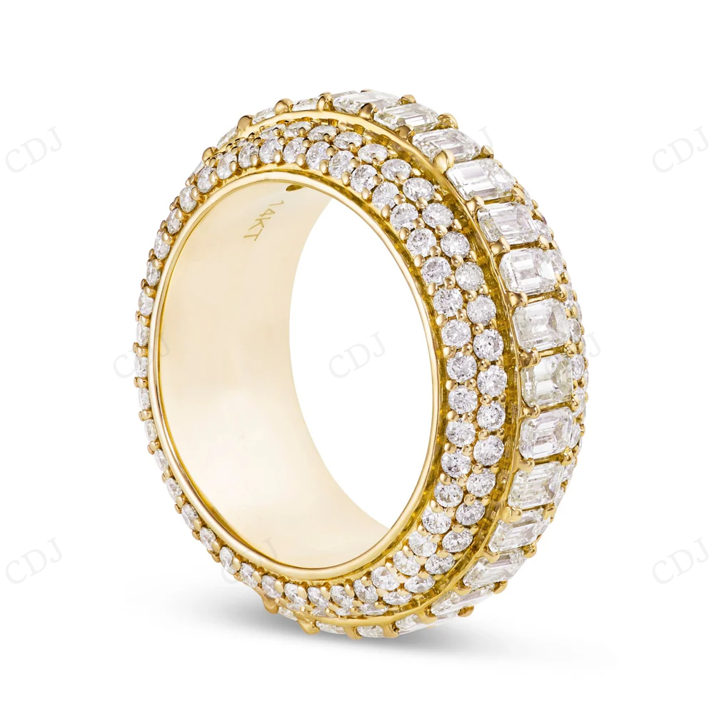14Kt Emerald Moissanite Gold Full Eternity Band Ring Engagement Ring CustomDiamJewel