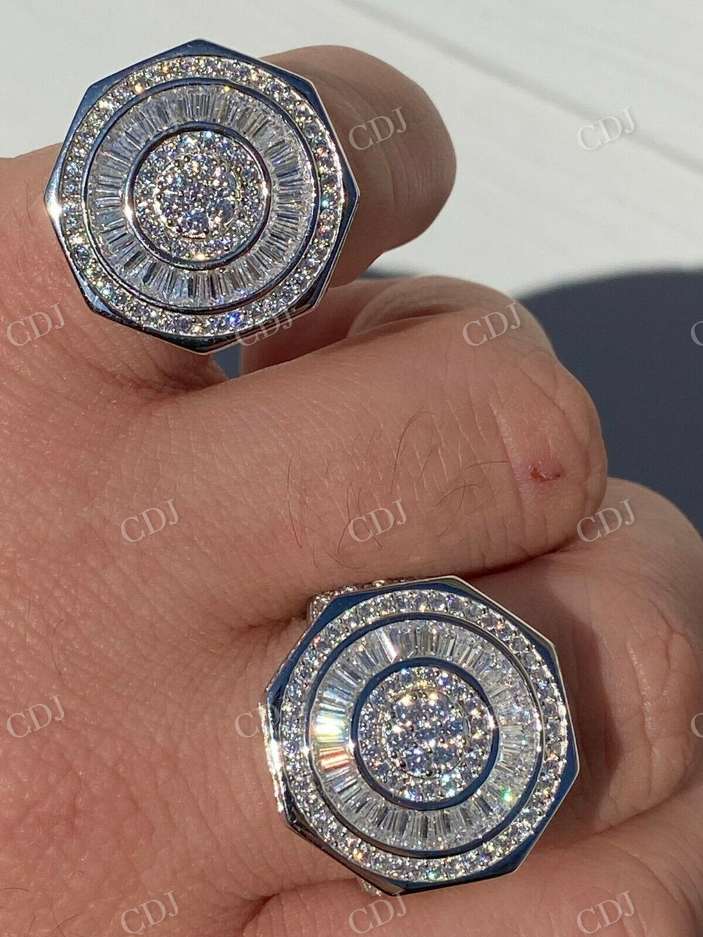 Men's Baguette Diamond Hip Hop Ring  customdiamjewel   