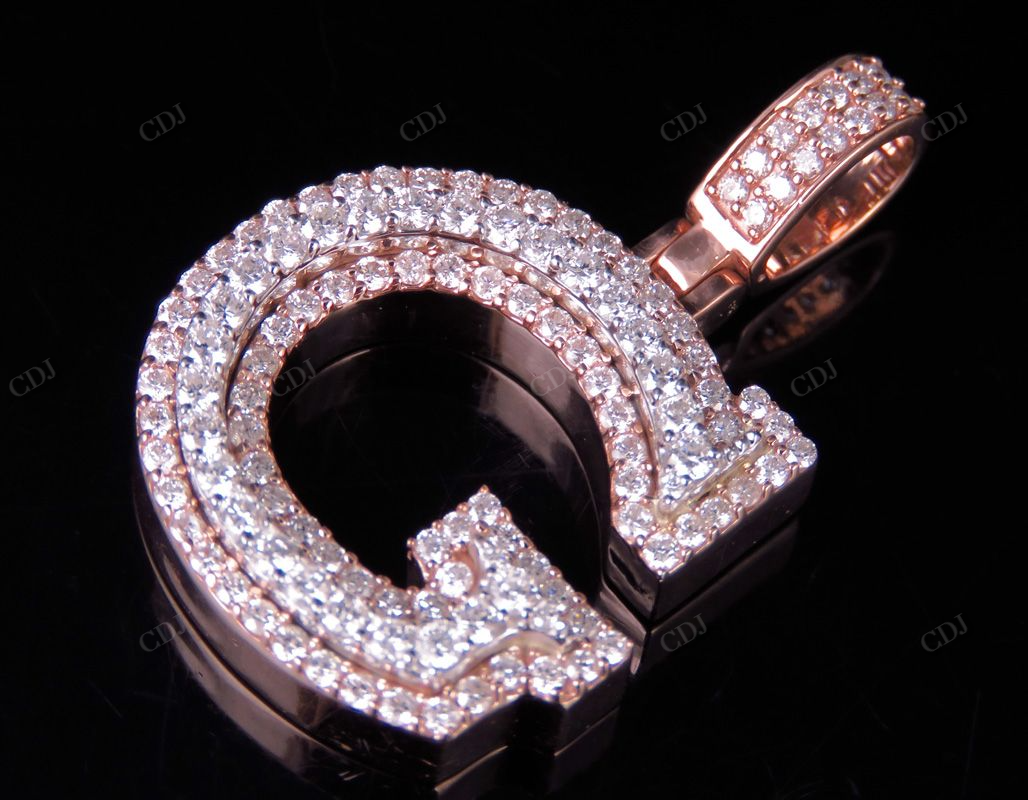 1.5" 1.75 CTW 18k Two Tone Gold Diamond 'G' Initial Letter Pendant CustomDiamJewel