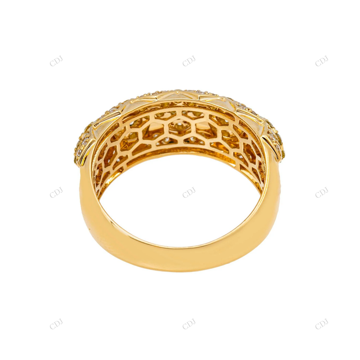 14K Gold Finish Iced Out Cluster Moissanite Ring hip hop jewelry customdiamjewel