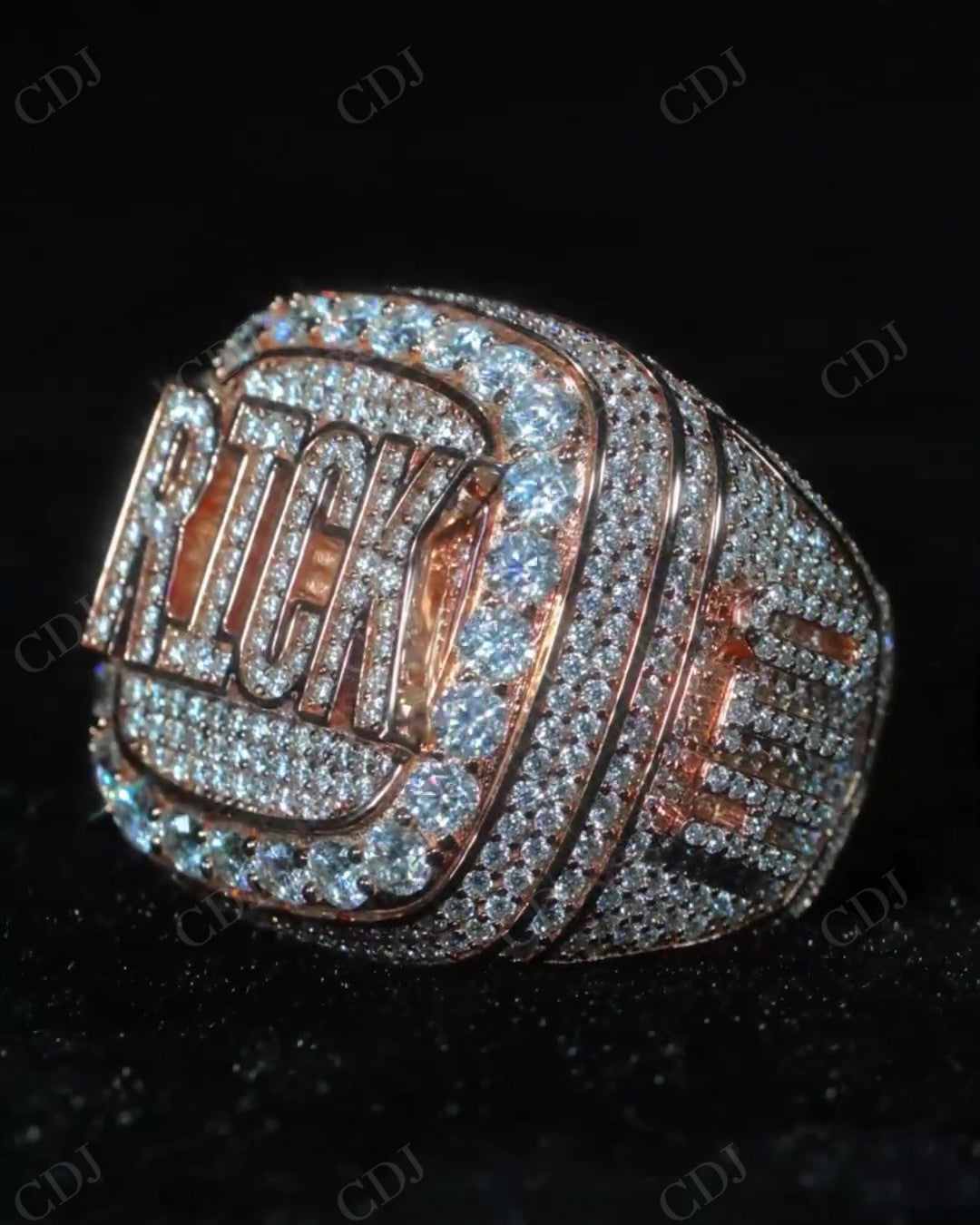 Baguette Diamond Champion Statement Ring hip hop jewelry CustomDiamJewel   